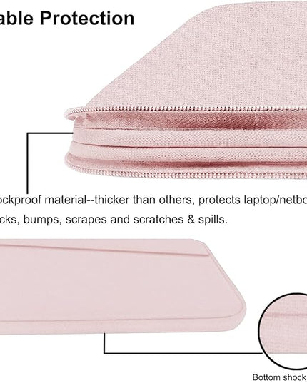 Laptop Sleeve, 15.6 inch Laptop Case, Durable Computer Carrying Bag Protective Case Briefcase Handbag with Front Pocket, Slim Laptop Case Cover for 15.6 Inch HP, Dell, Lenovo, Asus, Notebook, Pink