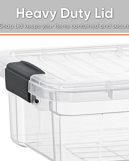 Superio Clear Storage Bins with Lids, 14.7 Quart BPA Free Plastic Containers, Transparent Boxes for Organizing, Stackable Crates, Organizer Totes for Home, Office, School, and Dorm