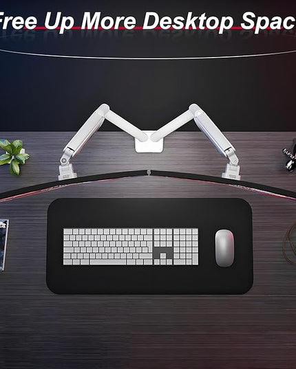Dual Monitor Arm for 17-35" Screens up to 24.2 lbs, Ergonomic Gas Spring Monitor Stand with Height Adjust, Tilt, Swivel & Cable Management, VESA Desk Mount with 2 Types of Installation, White