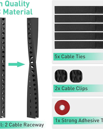 Updated Cable Raceway Kit - 77 (5x15.4) Inch Open Slot Wire Covers for Cords, Under Desk Cable Management System to Hide Under Desk/Tv/Computer/Net/Power Cords, (Pack 5)