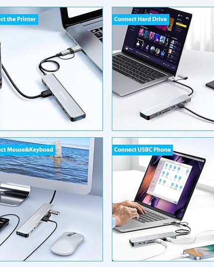 USB C Hub USB Hub 3.0 for Laptop, Upgrade 8 in 2 USB Splitter with USB-C/4 USB A Port Extender, TF/SD Card Slot, 3.5mm Audio Adapter, USBC USB Dongle for PC/Mac/MacBook/Laptop/iPad/Tablet