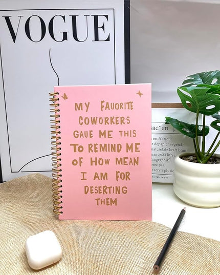 NeatNiche Spiral Notebooks For Work- Hardcover Gold coil-bound Journal Dairy For Women, 5.8"x8.3",Funny Going Away Gifts For Coworkers,Sarcastic Farewell Gifts,Coworker Leaving Gift,New Job Or Birthday Gift (Rose )