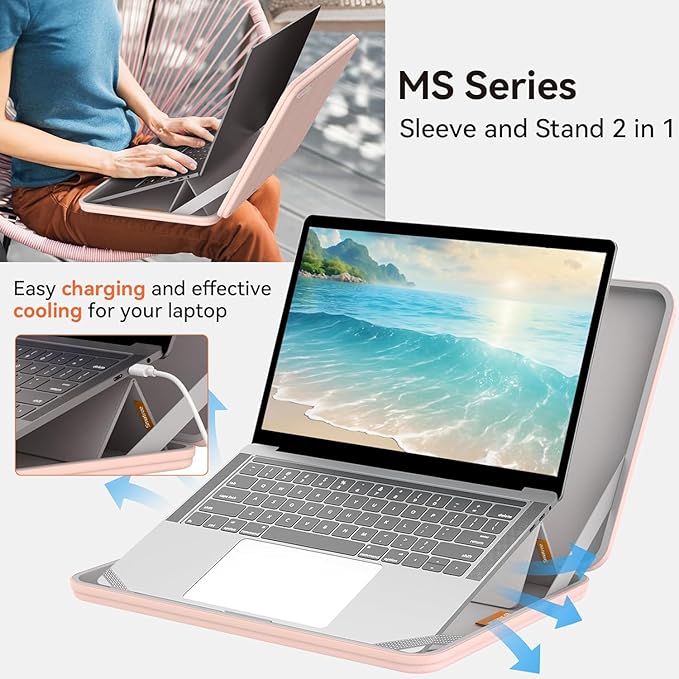 Smatree MS23T Hard EVA Protective Sleeve with Stand Compatible for 12 inch Lenovo ThinkPad X12 Gen 2 Detachable, for 13.3 inch Lenovo ThinkPad Z13 Gen 2/1 Notebook Bag,Pink