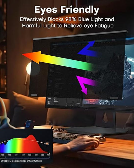 OMOTON Computer Privacy Screen for 27 Inch 16:9 Aspect Ratio Computer Monitor, Magnetic Privacy Eye Protection Anti Glare Blue Light Shield Filter, Hanging Removable Anti-Scratch Protector Film