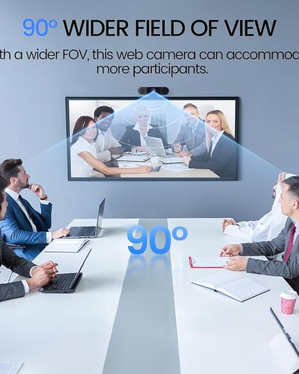 EMEET 1080P Webcam with Microphone, C960 Web Cam, 2 Mics, 90° FOV, USB Type-A & A-to-C Adapter, Plug&Play Computer Camera for Online Calling, Zoom/Teams/Facetime, Switch 2 Camera Support, 2025 Version