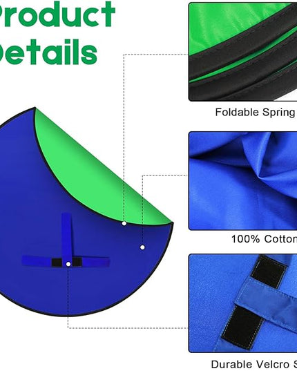 Portable Blue Green Screen Chair, 57 in Greenscreen Backdrop with Stand Double Sided Foldable Green Background, Chroma Key, for Photography Streaming Gaming Photo Zoom Video Chats and Meeting