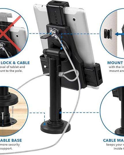 Mount-It! Secure Universal Tablet POS Kiosk with Wall Bracket Add-on | Locking Tablet Stand with Adjustable Clamp for iPad, iPad Air, Samsung Galaxy Tab, Surface Go & 7.9"- 10.9" Tablets - MI-3784