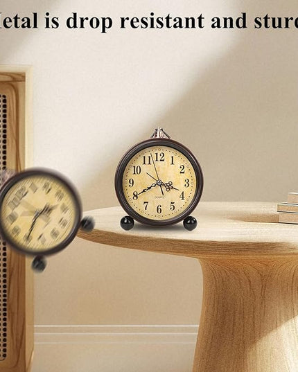 Blusaryme Loud Alarm for Deep Sleepers Desk Vintage Alarm Clock 5.25 inch Small Battery Operated Retro Clock Bedroom Live Room Decor Gift Clock