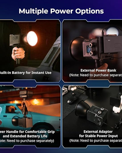 SmallRig RC 60C RGB LED Video Light, 3400mAh Battery 45min Runtime, APP Control, Potable Palm-Sized Continuous Output Lighting 2500K-10000K, for Photography/Video/Studio, Lite Edition