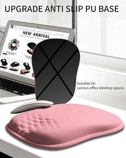 Hokafenle Ergonomic Wrist-Hugging Mouse Pad Wrist Support, U-Shaped Holding Wrist Rest Mousepad for Carpal Tunnel Pain Relief with Cushioned Memory Foam Slope Massage Bulge (Classic 10.2x8.3 in,Pink)