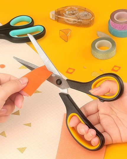 Scissors 8.5 Inch scissors all purpose Bulk Set of 3, Scissors for Office Home School Craft Supplies, Soft Comfort-Grip Right/Left Hand, Black