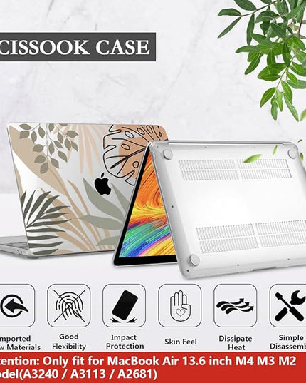 CISSOOK Compatible with MacBook Air 13.6 inch Case 2025 2024 2022 Release A3240 A3113 A2681, Tropical Hard Shell Case with Keyboard Cover for MacBook Air 13 inch M2 M3 M4 Chip