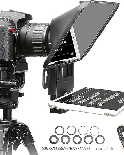 Desview T3 Teleprompter Teleprompter with Remote Control Work with iPad/Tablet/Smartphone up to 10 inch High Display Mirror Support Wide Angle Lens Great Partner for Live Streaming