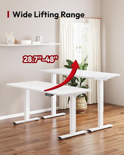 SANODESK Standing Desk Height Adjustable Electric Stand up Desk 71x32 Inches Sit Stand Home Office with Splice Board, White Frame/White Top