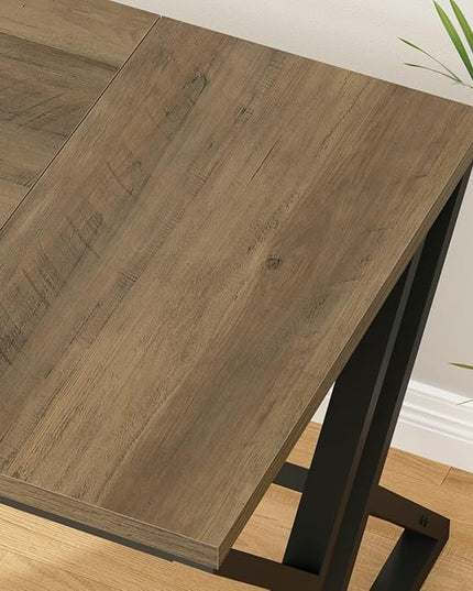 LVB Rustic Large Computer Desk, Industrial Extra Long Home Office Desk, Wood Pc Writing Work Study Computer Table Desk, Farmhouse Workstation Gaming Executive Desk for 2 Person, Rustic Oak, 70 Inch