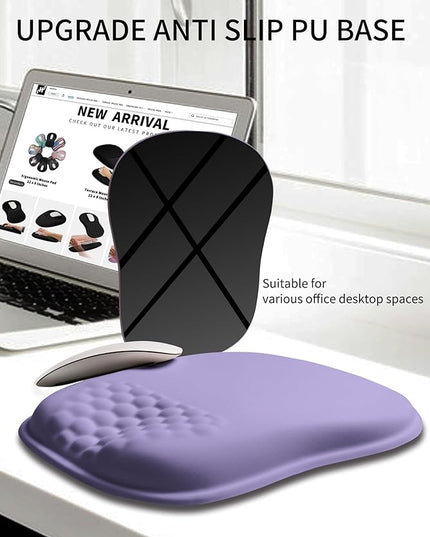Hokafenle Ergonomic Wrist-Hugging Mouse Pad Wrist Support, U-Shaped Holding Wrist Rest Mousepad for Carpal Tunnel Pain Relief with Cushioned Memory Foam Slope Massage Bulge (10.2x8.3 in,Lavender)