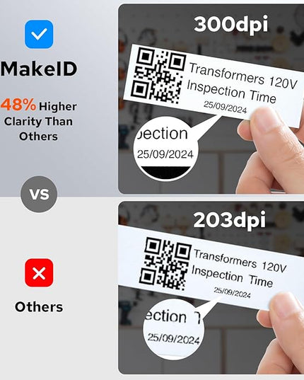 Makeid P31S Portable Industrial Label Printer, 1" Print Head with Bluetooth, Mobile/PC Software, with 0.75" x 19.68ft Label for Wire, Cable & Heat Shrink Tubes at Job Sites.