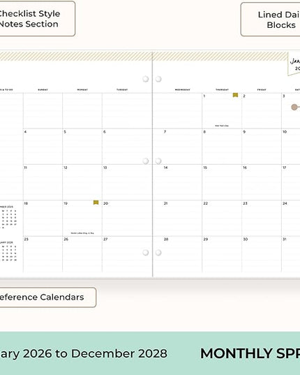 Blue Sky Day Designer 24 Month 2026 Monthly Planner Calendar, January 2026 - December 2027, 8.5" x 11", Flexible Cover, Stapled Binding, Swiss Dot Black