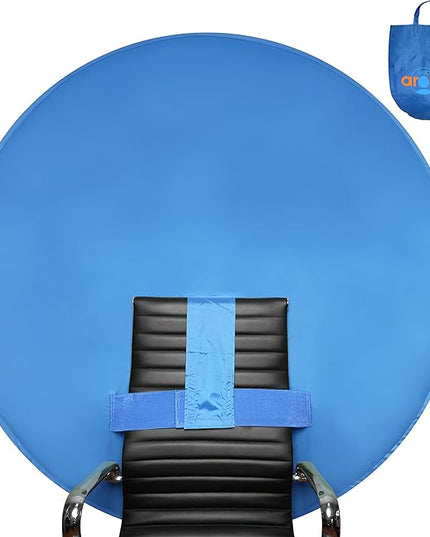 Webaround Big Shot 56" | Blue | Portable Collapsible Webcam Backdrop | Attaches to Any Chair | Wrinkle-Resistant Fabric | Ultra-Quick Setup and Takedown | Perfect for Zoom, Webex, Teams, etc.