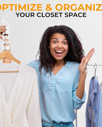 CraftyCrocodile Space Saving Hangers for Clothes - 4 in Pack, Heavy Duty Plastic, Multi Closet Space Savers for Shirts, Pants, Jeans, Sweaters - Hanger Organizer Space Saver, White