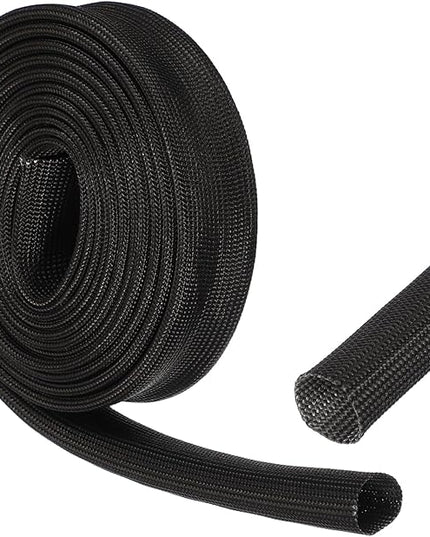uxcell Insulation Cable Protector,18mm/0.71 Inch-3 Meter/10 Feet High Temp Fiberglass Sleeve Black
