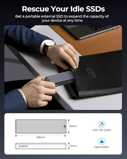 ORICO M.2 NVMe SSD Enclosure, USB 3.1 Gen 2 (10 Gbps) PCIe External Adapter NVMe Case for 2230/2242/2260/2280 M.2 SSD up to 8TB, UASP Supported - M2PV