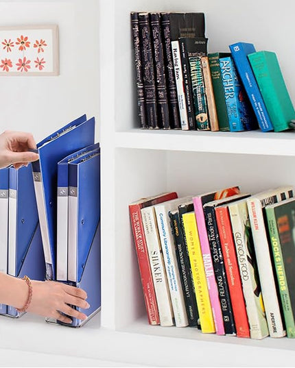 6 Pack Clear Magazine Holder, File Magazine Rack with Handle, Vertical Folder Document Storage, Magazine File Organizer for Desk, Office, Home, School