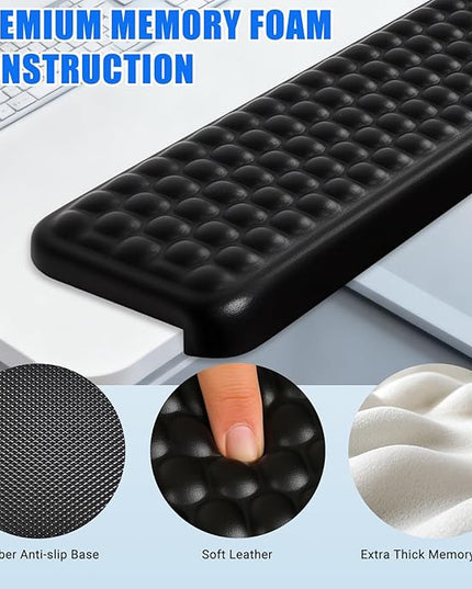 L-Shaped Desk Elbow Pad，Arm Rest for Desk 2-Piece Ergonomic Wrist Rest with Non-Slip Base Memory Foam Elbow Support Padding for Computer Keyboard, Office and Home (Leather)