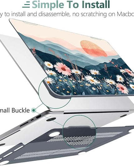 DONGKE Case for M5 MacBook Pro 14 inch 2025 2024-2021 M4 M3 M2 M1, Plastic Hard Shell Cover Compatible with A3434 A3112 A3401 A3185 A2992 A2779 A2442, Retina XDR Display & Touch ID, Sun & Daisies