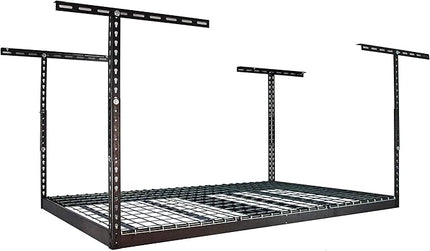 MonsterRax Overhead Garage Storage Racks 4x6 (2-Pack) Ceiling Mounted Shelving, Adjustable Hanging Storage Organizer, Heavy Duty Steel, Holds 500 Pounds, Color: Hammertone, Adjusts 18"-33” off Ceiling