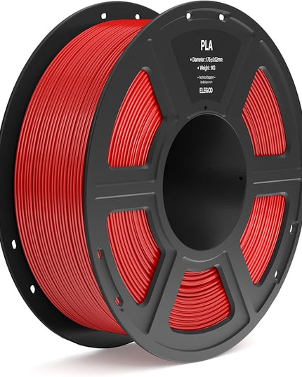 ELEGOO PLA Filament 1.75mm True Red 1KG, 3D Printer Filament Dimensional Accuracy +/- 0.02mm, 1kg Spool(2.2lbs) Fit Most FDM 3D Printers
