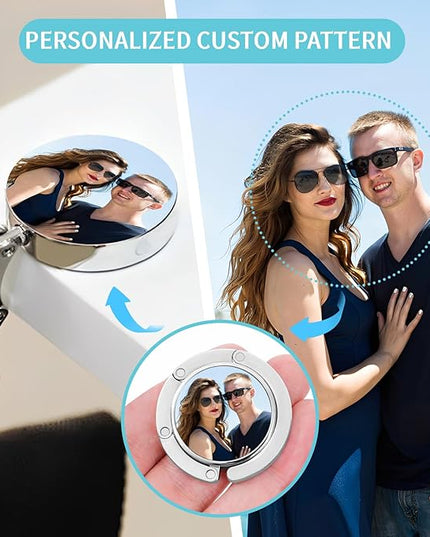 elesories Custom Purse Hook for Table with Personalized Photo, Foldable Purse Hanger & Table Bag Holder for Travel, Portable Purse Hook for Desk, Custom Purse Hangers for Women