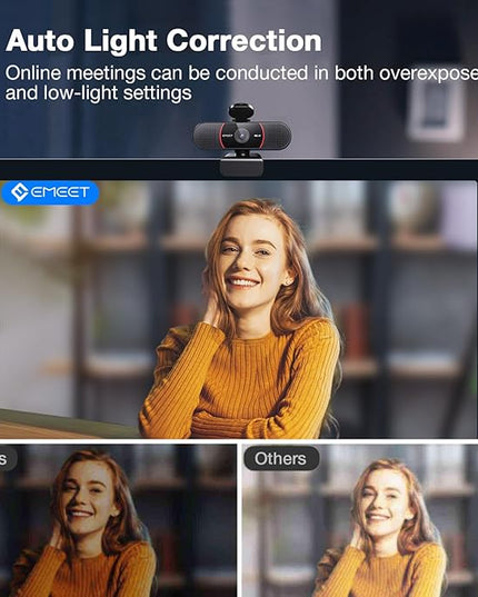 EMEET C960 4K Webcam for PC, 4K UHD Sony Sensor, PDAF Auto Focus, Dual AI Noise-Cancelling Mics, Auto Light Correction, 73° FOV, Plug&Play Webcam w/Privacy Cover, Works w/Zoom/Teams/Skype/Google Meet