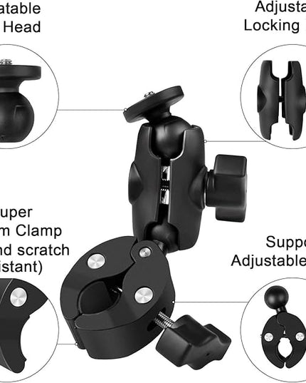 Taisioner Super Camera Clamp Mount Double Socket Arm 1/4"-20 Ball Head Adapter Gopro Accessories Suitable for GoPro AKASO DJI Action Insta360 or DSLR Digital Camera Monitor/LED Lights/