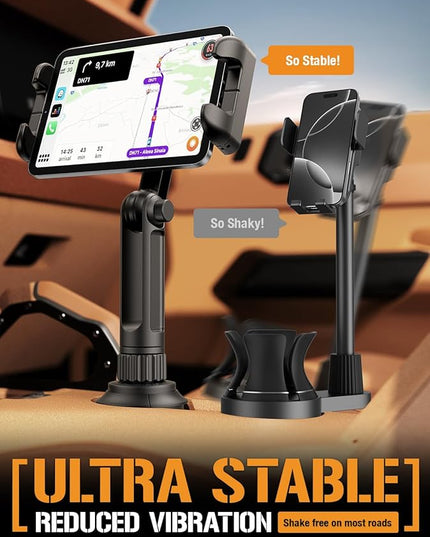 ToughTested Boom Cup Holder Tablet Mount – Heavy-Duty iPad & GPS Car Mount for Cup Holder – 360° Rotating Arm, Fits Tablets Up to 13", Anti-Vibration, Universal for Trucks, SUVs, Vans & Cars