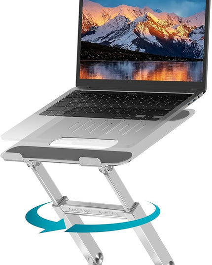 Lifelong 360 Rotating Ergonomic Laptop Stand for Desk, Laptop Riser with Swivel Base, Adjustable Computer Stand for 10-17" MacBook Pro & All Laptops- Portable Standing Desk Converter- Height 16"