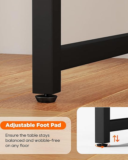 PayLessHere | 63 Inch Computer Desk | Black | Office Desk with Metal Frame, Adjustable Feet | Water-Resistant, Scratchproof Surface | Sturdy Writing Table for Home Office or Study | Pack of 1