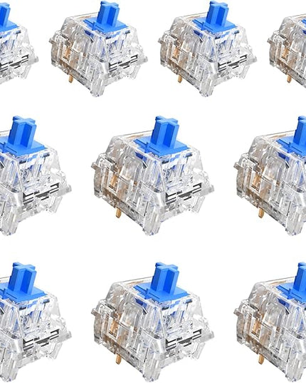 Zhouwang 35 Crystal Blue Switches,1 Kailh Box Switches,Dustproof and Waterproof,Strong Tactile Feedback with Crisp Click Sound,Suitable for clicker for 3D Prints and MX Gaming Mechanical Keyboards