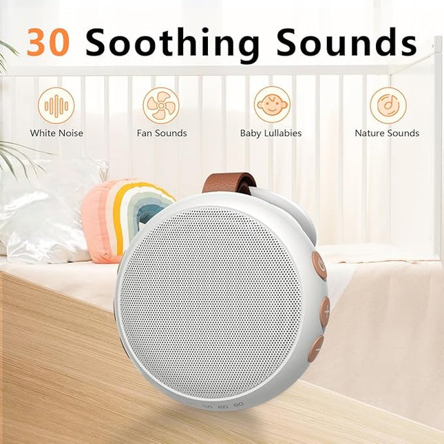 Portable Sound Machine Baby White Noise Machine Travel Noise Machine with 30 Soothing Sounds for Newborn Kids Adults Battery Sleep Brown Noise Masker 4 Timers Memory Function for Travel Home Office