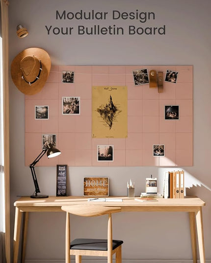 Fluxynara Large Felt Bulletin Board 48" x 36" Cork Board Alternative-12 Pack with 70 Safe Removable Adhesive Tabs, Cork Boards for Walls Cork Board for Home Office Classroom Pin Board-Coral