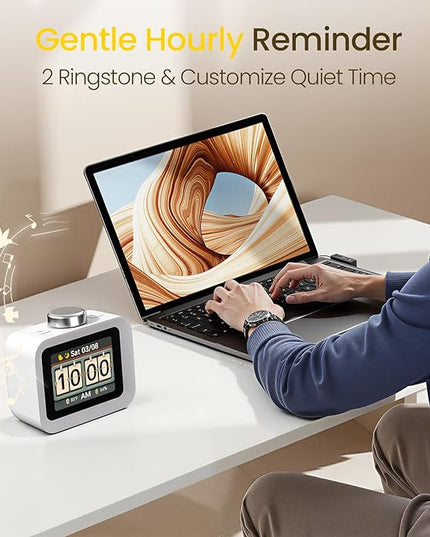 AIRIVO Alarm Clock, Colorful LCD Display with 8 Visual Themes, 4 Digital Alarms with 30 White Noise for Bedrooms, 112dB Loud Alarm Clock with Hourly Chime for Heavy Sleepers, Gift for Kids Teens