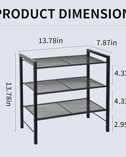 Desktop Shelf Organizer, 3-Tier Office Storage Rack, Adjustable Metal Bookshelf for Top of Desk, Desk Organizer for Office, Home, Dorm and Small Spaces (Black)