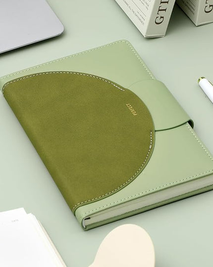 CAGIE Lined Journal for Women, 100GSM Leather Journals for Writing with Buckle Closure,A5 Hardcover Diary Journaling Notebooks for Business Work School Note Taking 5.9" x8.59 (Green)