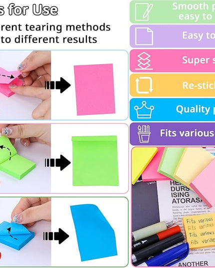 60 Pack Sticky Notes 1.5x2 in, Small Self Stick Note, 12 Color Mini Sticky Notes Pad Bulk, Assorted Bright Colors Paper Memo Pads for Office School Notebook Supplies, 75 Sheets/pad 4500 Sheets