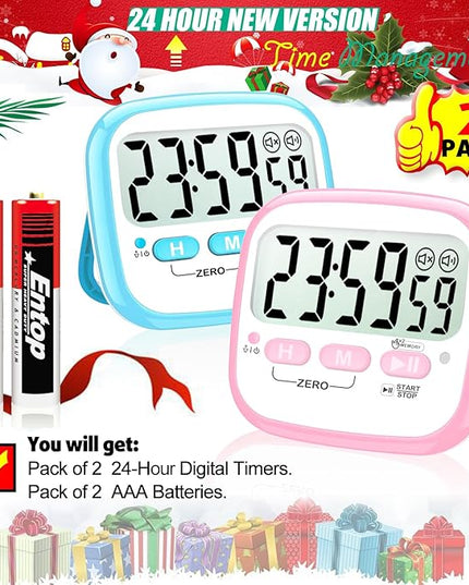 Antonki 2 Pack Classroom Timers for Kids Teachers, Magnetic Countdown Digital Kitchen Timer for Cooking, Study, Exercise, Games, Time Mangement - Loud/Silent Mode - Battery Included