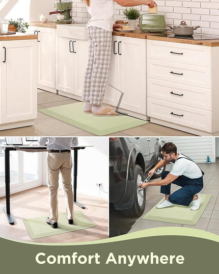 Ophanie Kitchen mats for Floor, 3/4 inch Thick, Kitchen Rugs, 20''x48'' Anti Fatigue Standing Cushioned Mat, Waterproof,Comfort Ergonomic mat for Office, Home, Sink, Sage Green Non-Slip Bottom