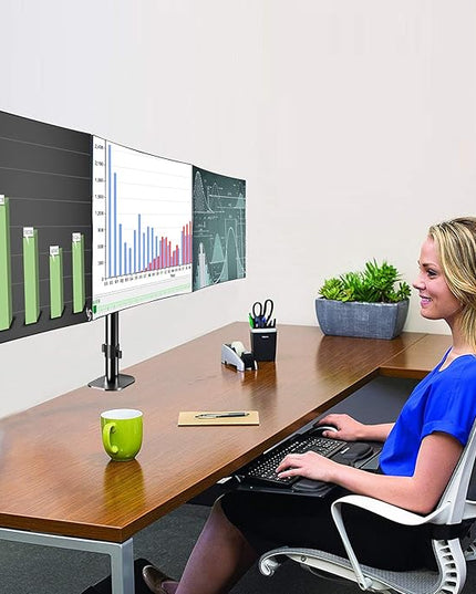 Pholiten Triple Monitor Desk Mount,Triple Gas Spring Monitor Arm for 17-32 inch LCD Computer Screens,Holds up to 22lb,Swivel, Tilt, Rotation, Clamp & Grommet Kit