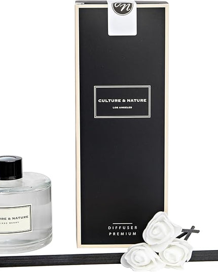 CULTURE & NATURE Reed Diffuser Set 6.7oz (200ml) Mixed Berry Scented Diffuser with Sticks Home Fragrance Reed Diffuser for Bathroom Shelf Decor