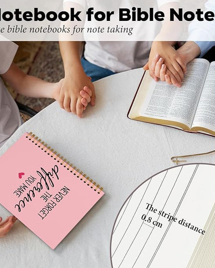 DSHFG Pink Notebook Journal for Women Employees Gifts, Notebooks for Work Office Supplies, Appreciation Gifts Thank You Gift, Spiral Notebook, Never Forget The Difference You Make, 5.5x8.3