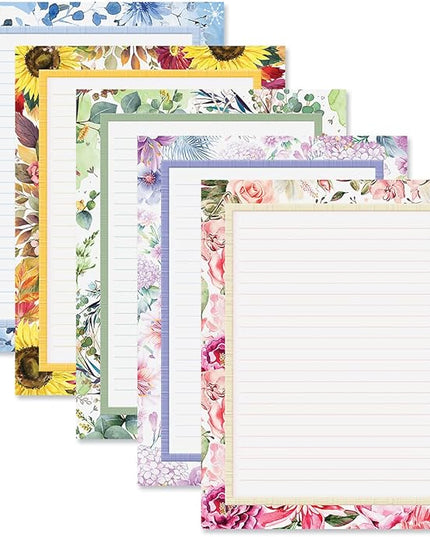 Current Floral Letter Paper - Spring Stationery Papers With Decorative Flower Assortment Border, Printable Holiday, Wedding & Bridal Shower, & Invitation Sheets, Set of 25, 8 1/2" x 11"
